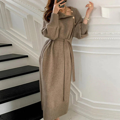Robe Tricot Chaud à Manches Longues pour Femme