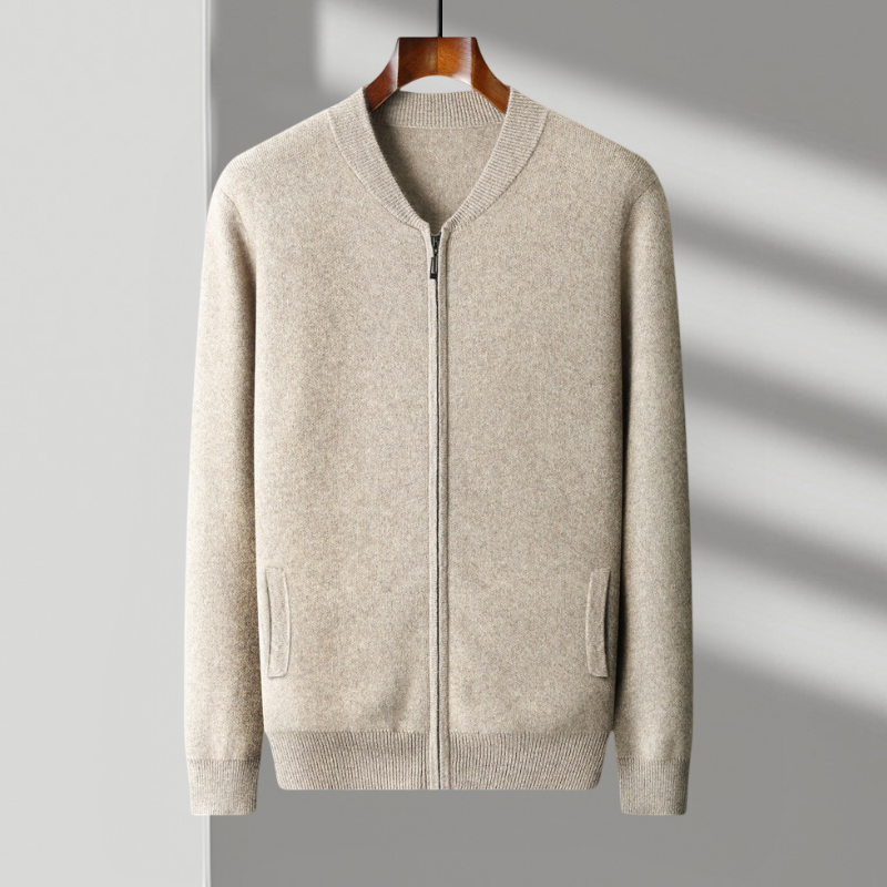 Cardigan Homme Laine Chaud et Élégant avec Fermeture Éclair