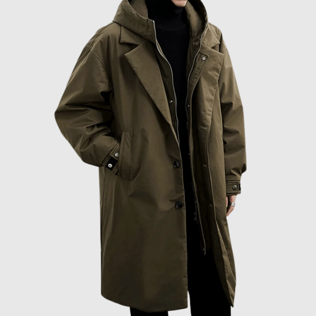 Imperméable Homme Long Noir avec Capuche - BerlinGlamour