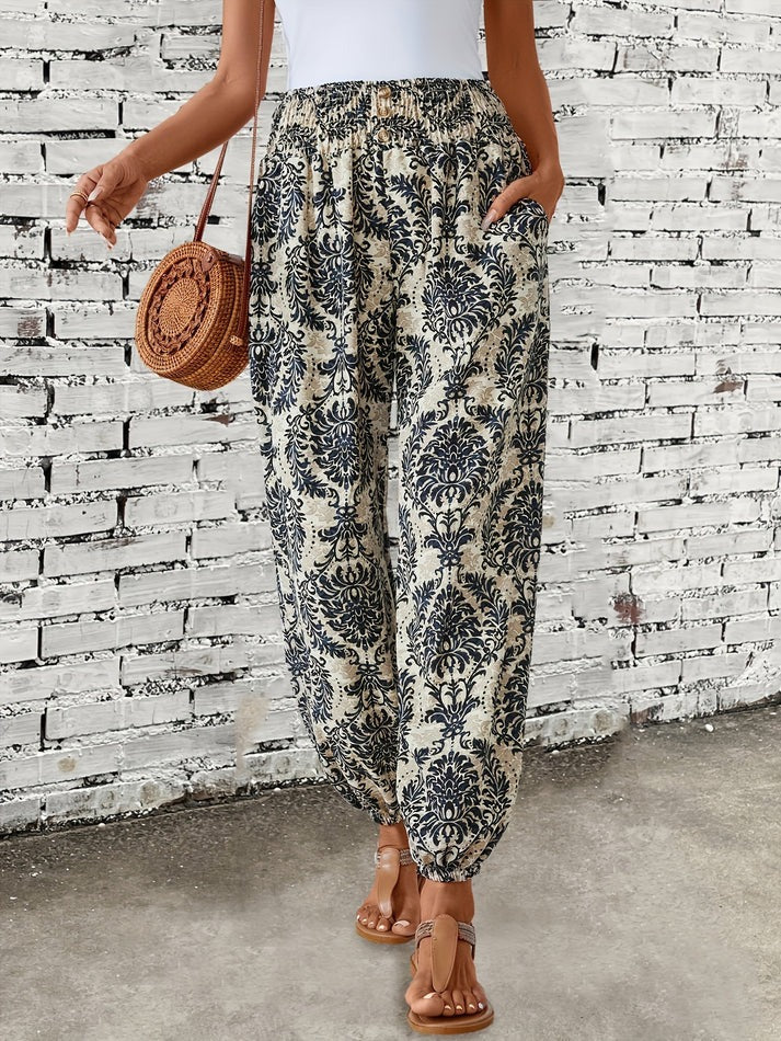 Pantalon Femme Imprimé Floral Élégant Décontracté