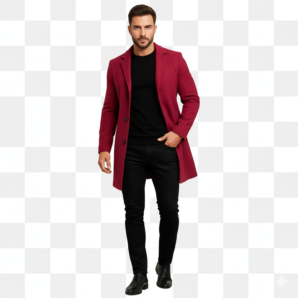 Manteau Homme Long Élégant et Chauffant pour Hiver