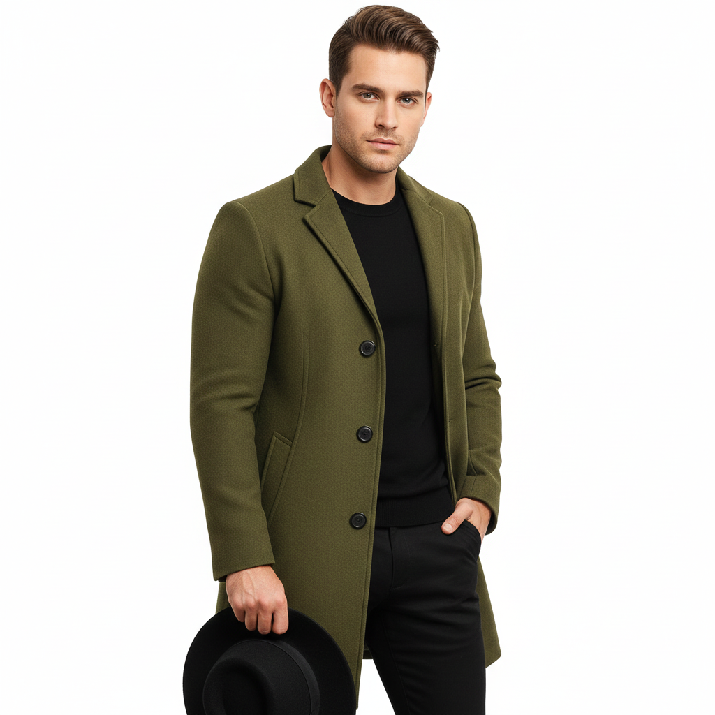 Manteau Homme Long Élégant et Chauffant pour Hiver