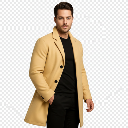 Manteau Homme Long Élégant et Chauffant pour Hiver