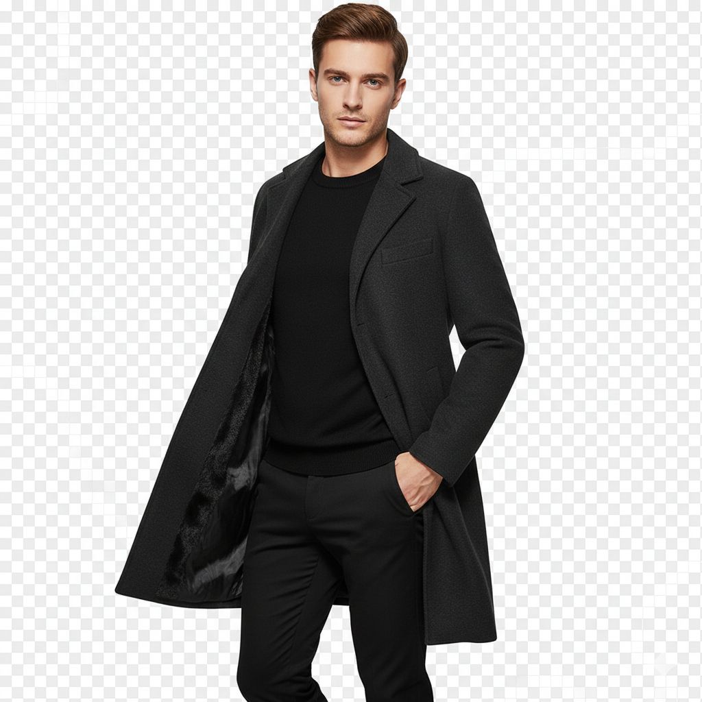 Manteau Homme Long Élégant et Chauffant pour Hiver