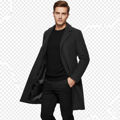 Manteau Homme Long Élégant et Chauffant pour Hiver
