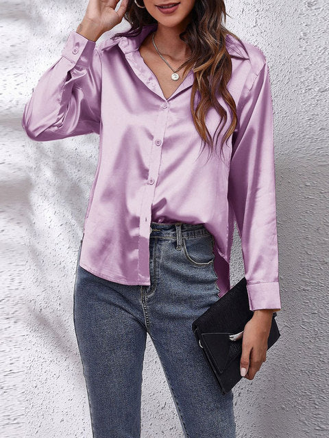 Chemise Femme Élégante en Soie Longue pour Travail ou Soirée