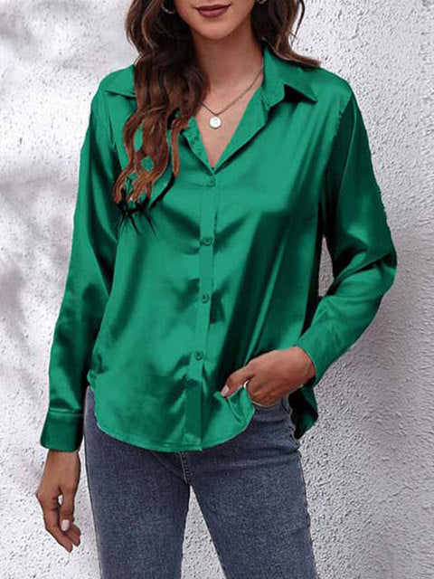Chemise Femme Élégante en Soie Longue pour Travail ou Soirée