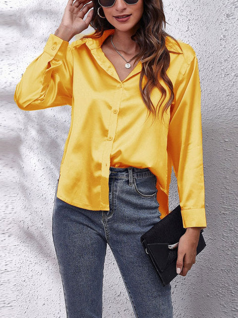 Chemise Femme Élégante en Soie Longue pour Travail ou Soirée