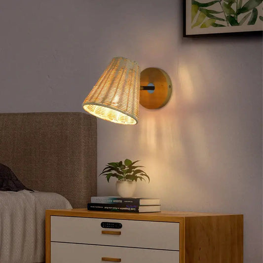 Illora™ – Applique Murale LED en Rotin et Bois Style Scandinave Moderne