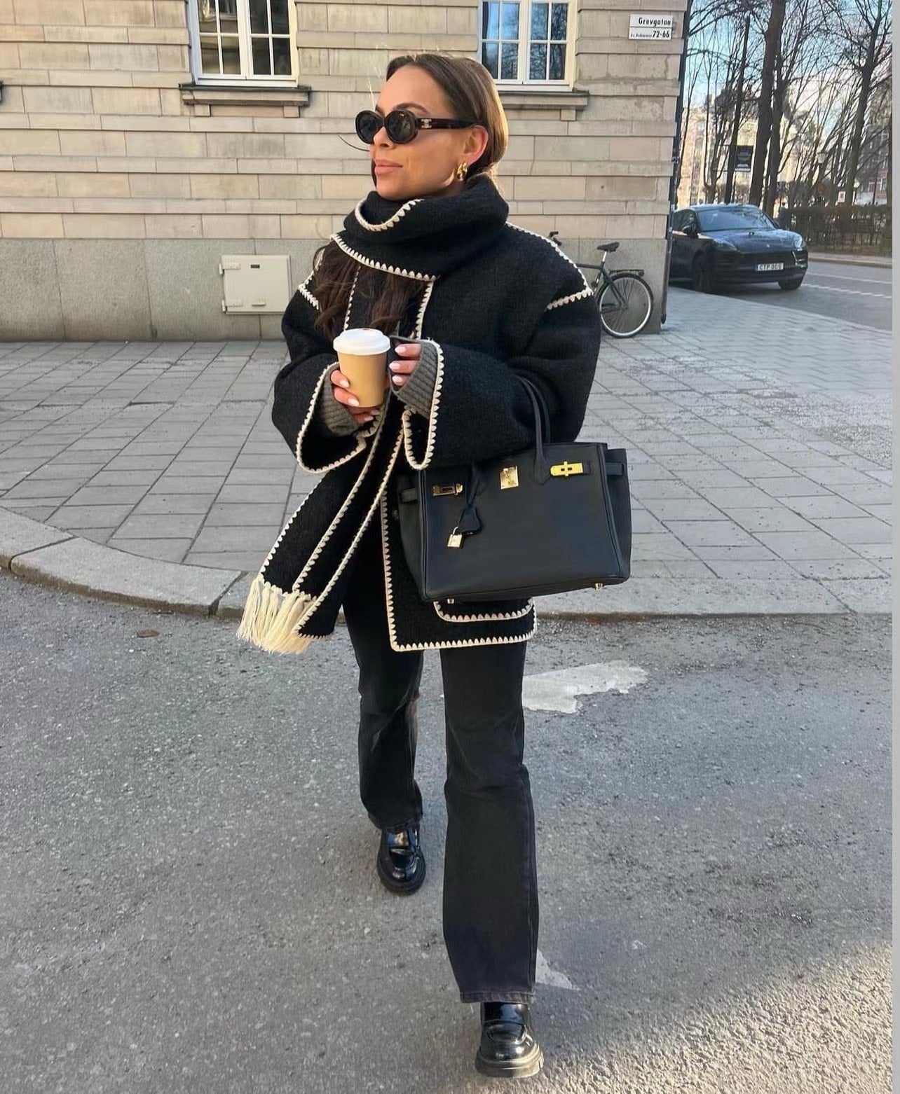 Manteau Femme Hiver Chic avec Col Montant et Écharpe - PanierRoyale