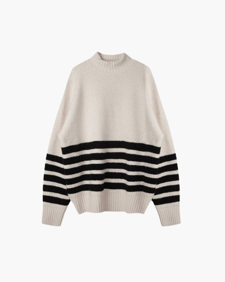Pull à Col Montant Noir à Rayures sur mesure