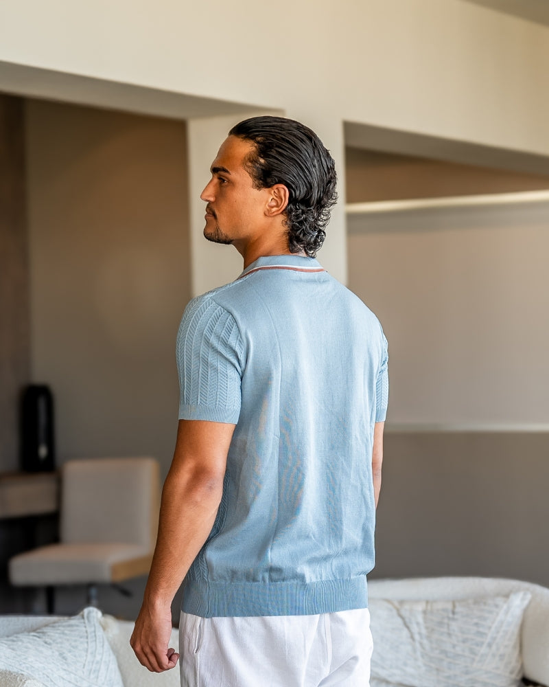 Chemise Polo Homme Col Contraste Coton Été