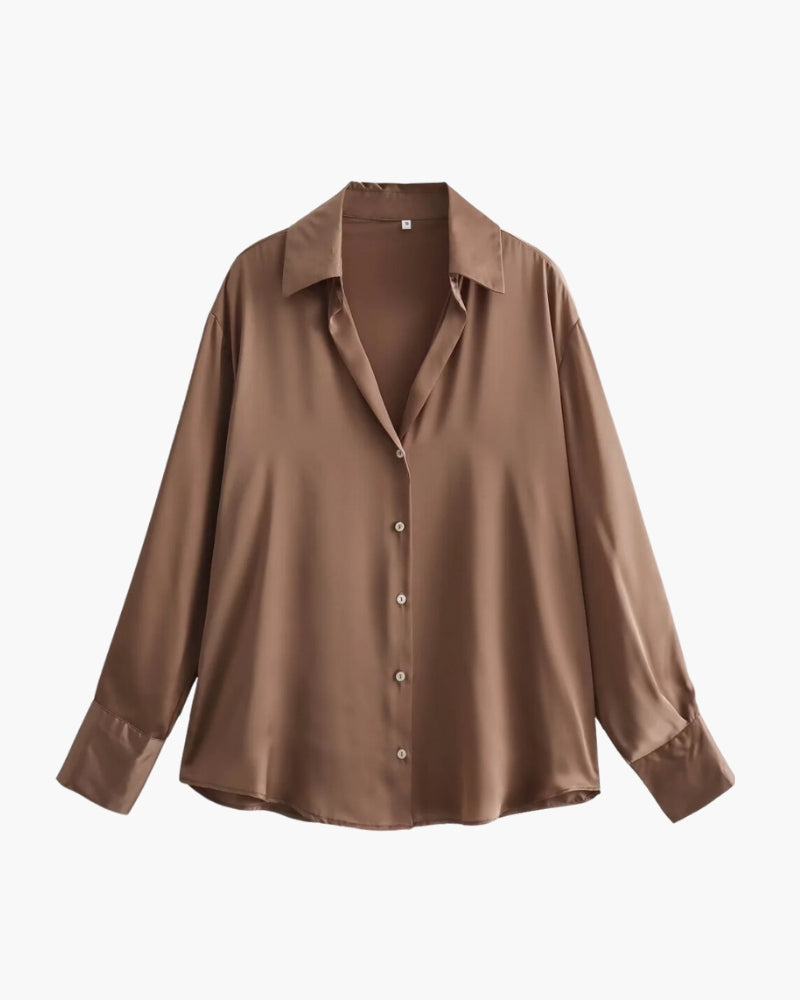 Blouse Femme Satin Élégante à Boutons, Confortable et Classique