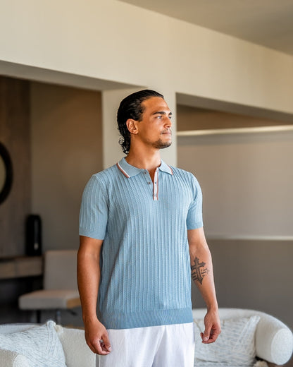 Chemise Polo Homme Col Contraste Coton Été