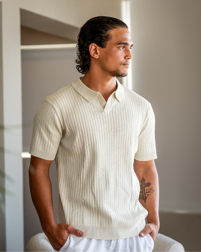Polo Homme Manches Courtes Fines Rayures