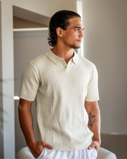 Polo Homme Manches Courtes Fines Rayures