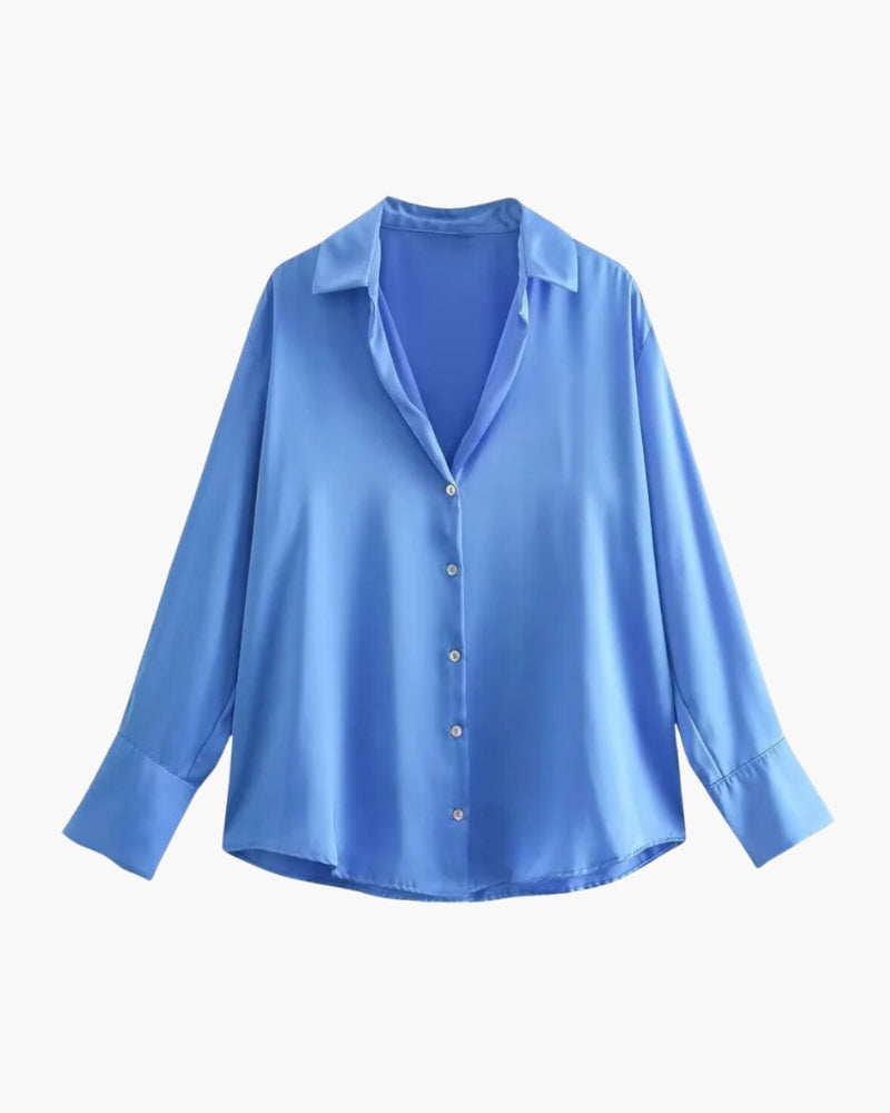 Blouse Femme Satin Élégante à Boutons, Confortable et Classique