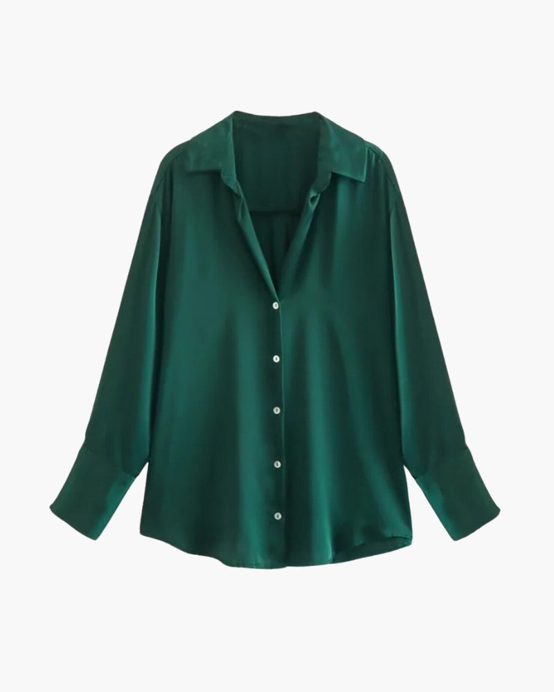 Blouse Femme Satin Élégante à Boutons, Confortable et Classique