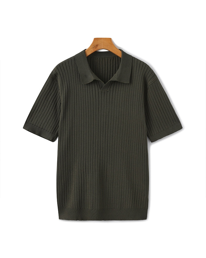 Polo Homme Manches Courtes Fines Rayures