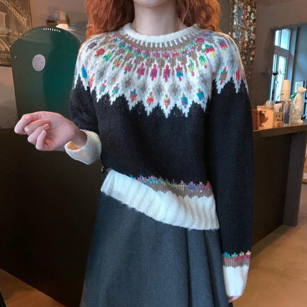 JADIRA - Pull en tricot rétro tendance pour femme