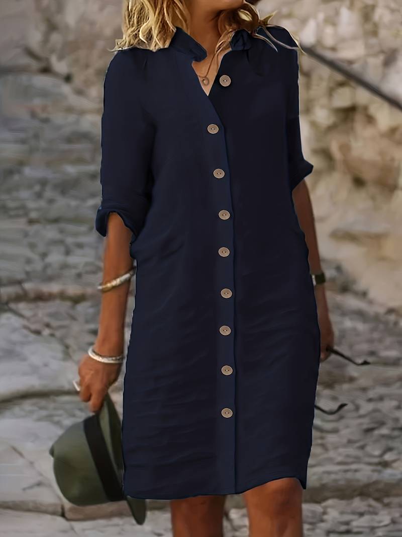 Robe Femme Décontractée à Manches Courtes et Coupe Élégante - PanierRoyale