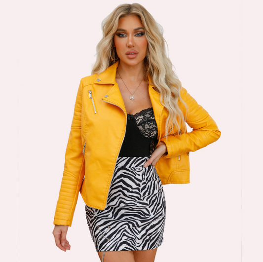 Veste Cuir Femme Élégante Taille Cintrée - PanierRoyale
