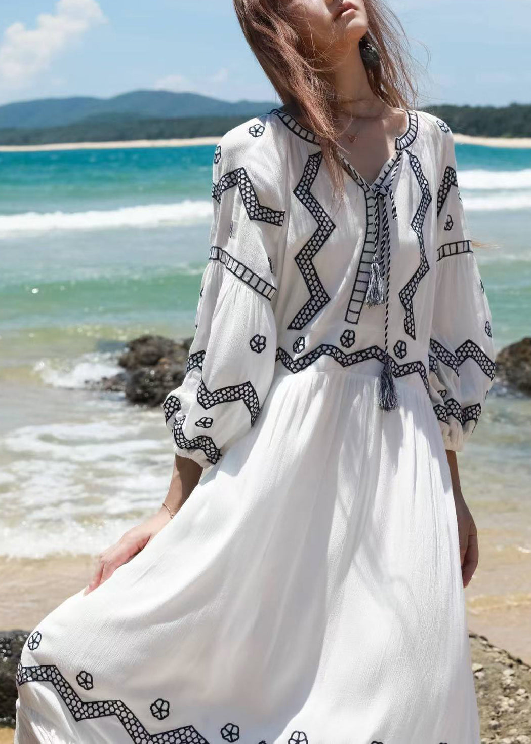 Robes douces blanches en coton pour femmes hiver - EasyApparels
