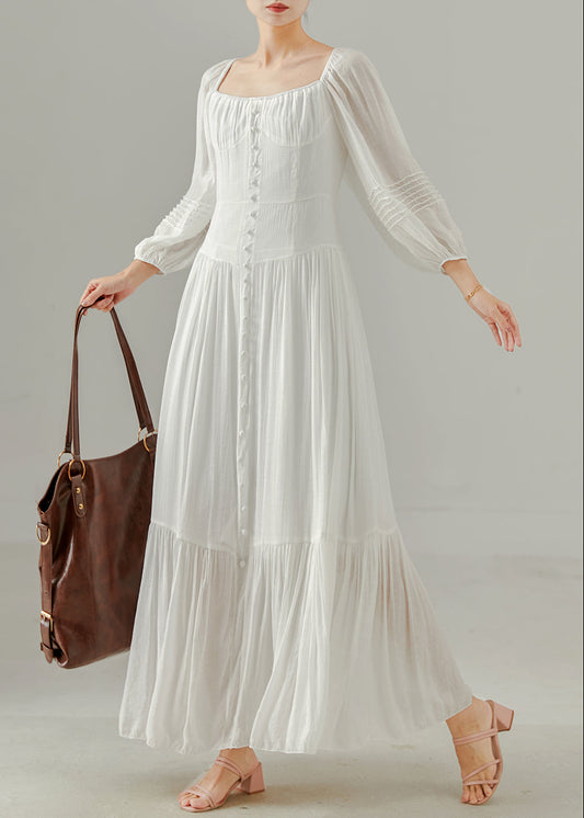Robe d'été légère en coton blanc pour femme - EasyApparels