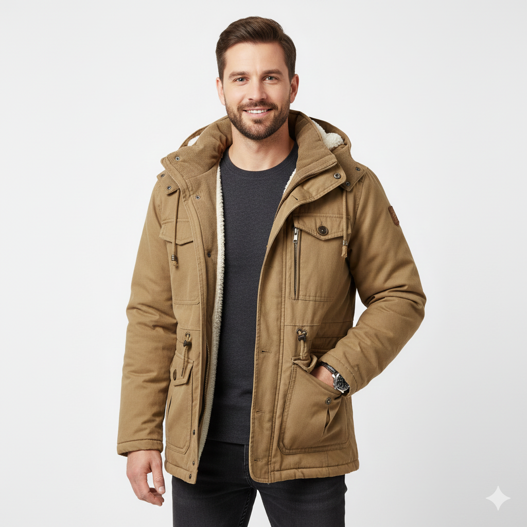 Parka Homme Hiver Veste à Capuche Militaire Style Casual