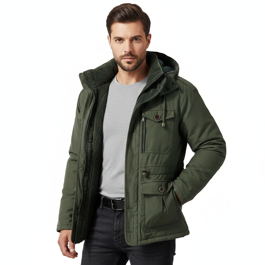 Parka Homme Hiver Veste à Capuche Militaire Style Casual - PanierRoyale