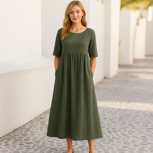 Ivanna™ – Robe Longue Femme Confortable et Élégante en Coton Léger