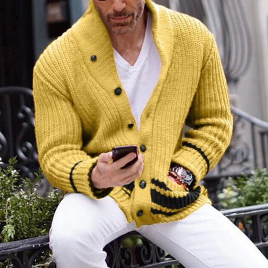 Cardigan Homme Jaune Clair Très Doux à Fermeture Éclair - PanierRoyale