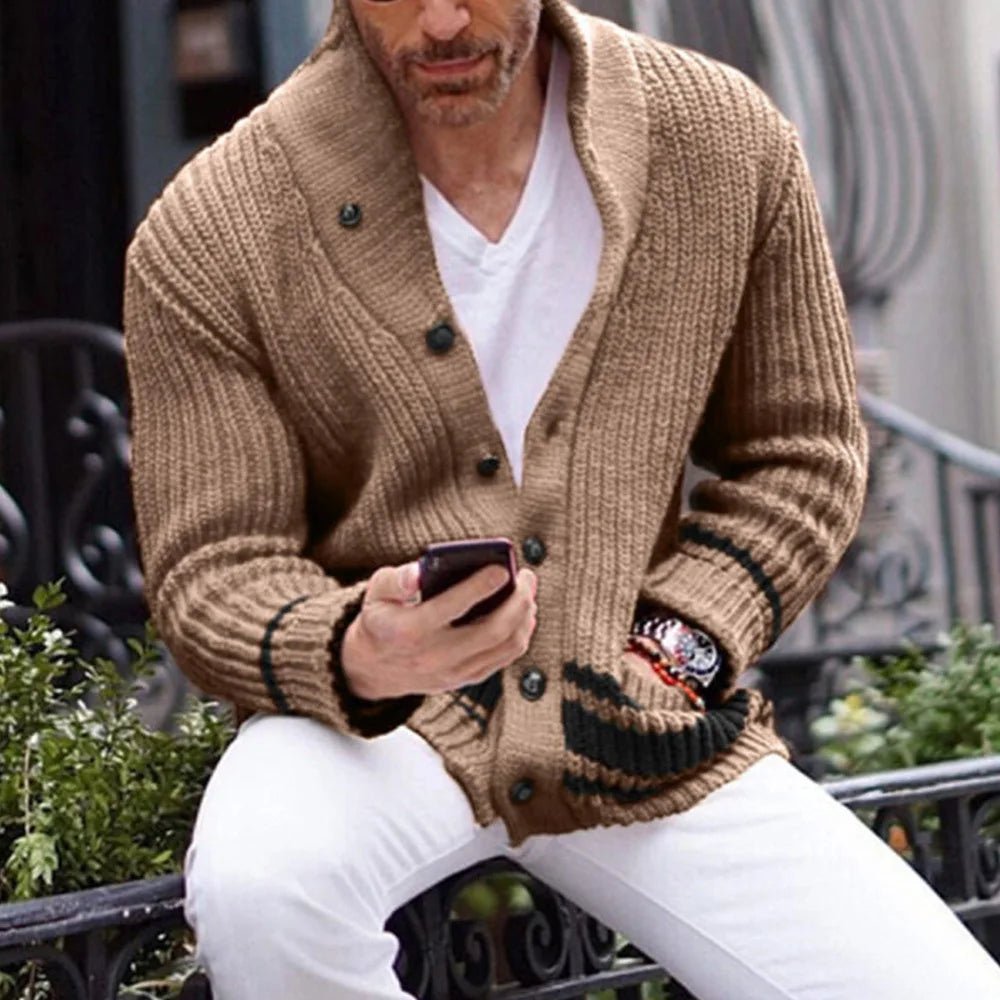 Cardigan Homme Jaune Clair Très Doux à Fermeture Éclair