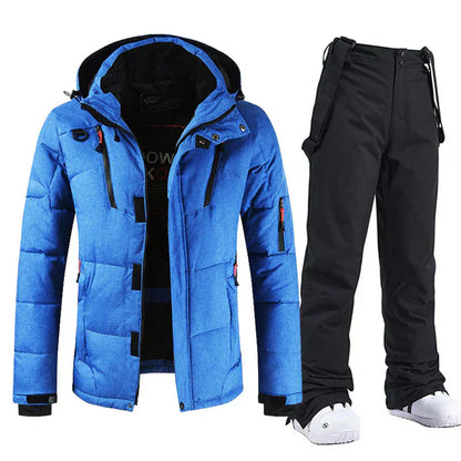 Combinaison Ski Homme Noir Matelassée avec Capuche Réglable