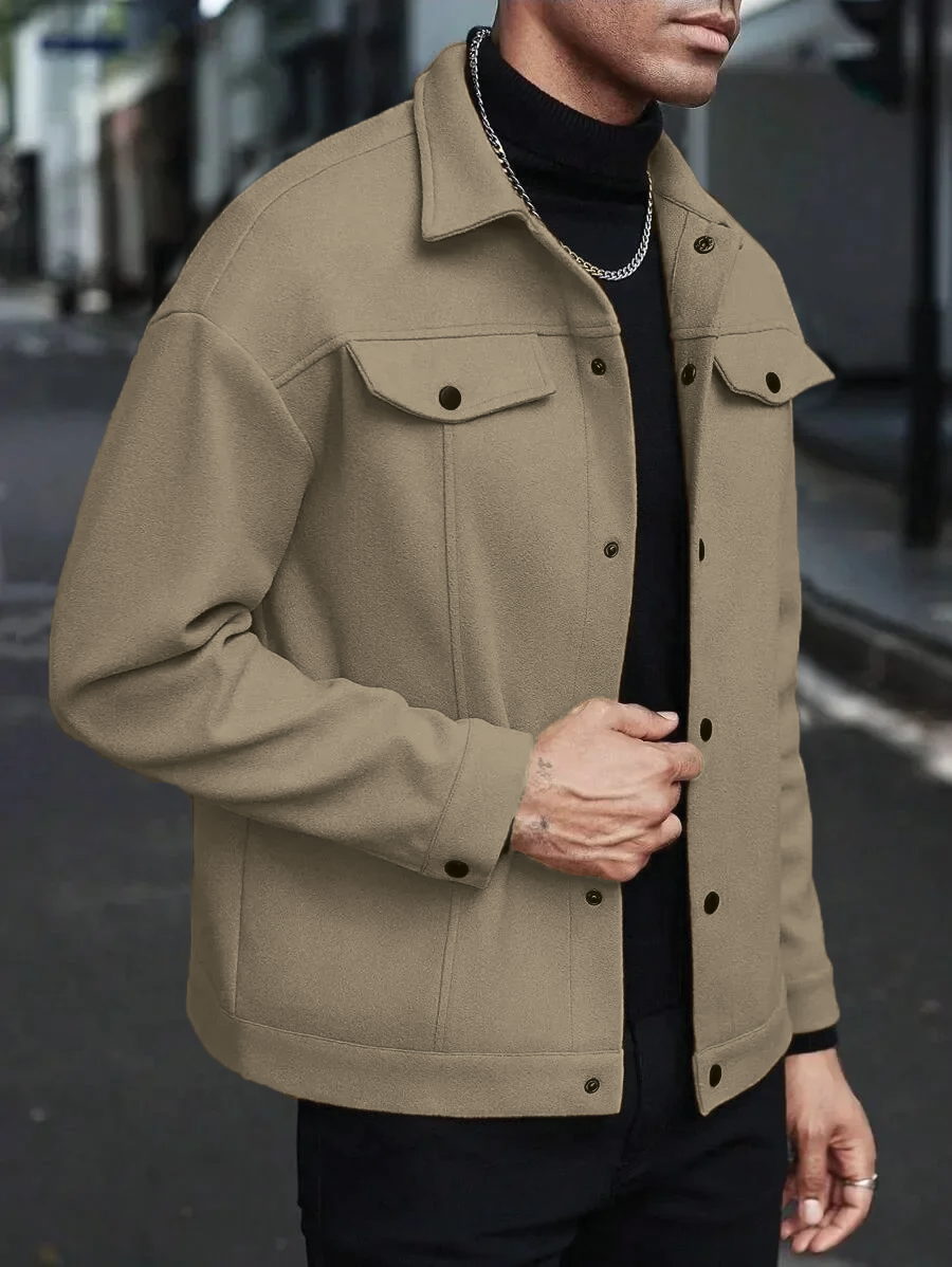 Veste Homme Boutonnée Streetwear Poches Poitrine