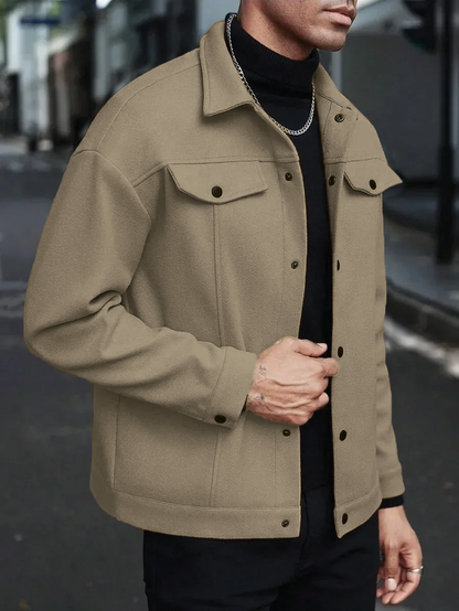 Veste Homme Boutonnée Streetwear Poches Poitrine