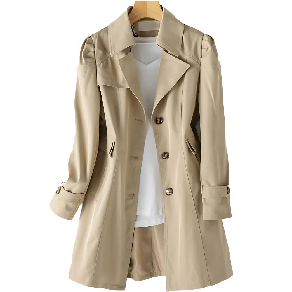 Manteau Femme Classique Beige à Ceinture Élégant