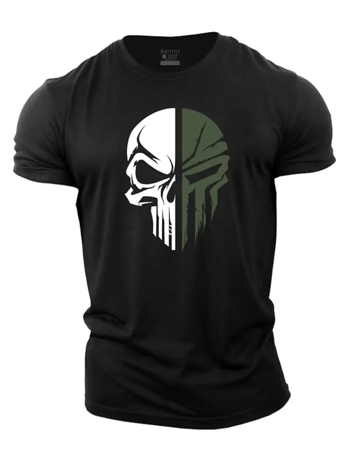T-Shirt Homme Tête de Mort Style Militaire