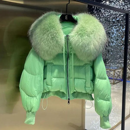 Doudoune Hiver Femme Fourrure Artificielle et Éclair Zippé