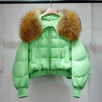 Doudoune Hiver Femme Fourrure Artificielle et Éclair Zippé