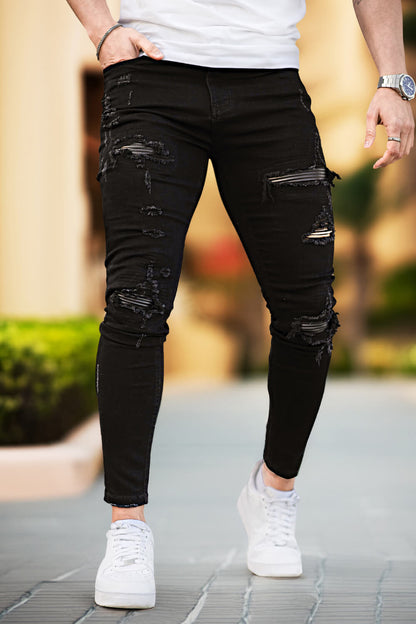 Jean Skinny Noir Déchiré Homme