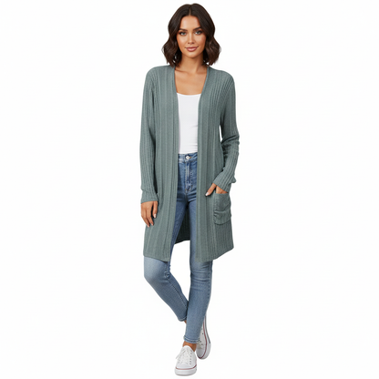 Cardigan Féminin Détendu avec Poches et Manches Longues - PanierRoyale