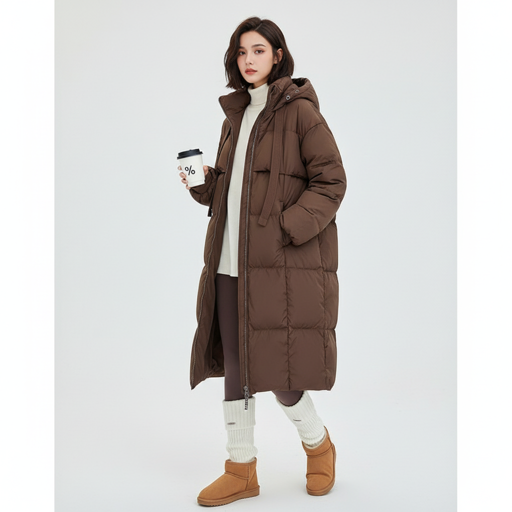 Doudoune Femme Longue et Chaude avec Capuche - PanierRoyale