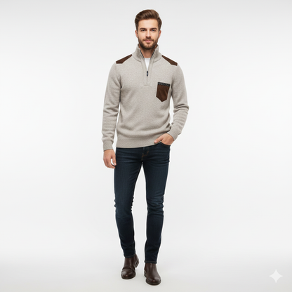Pull Homme en Laine Mérinos Élégant avec Poches - PanierRoyale