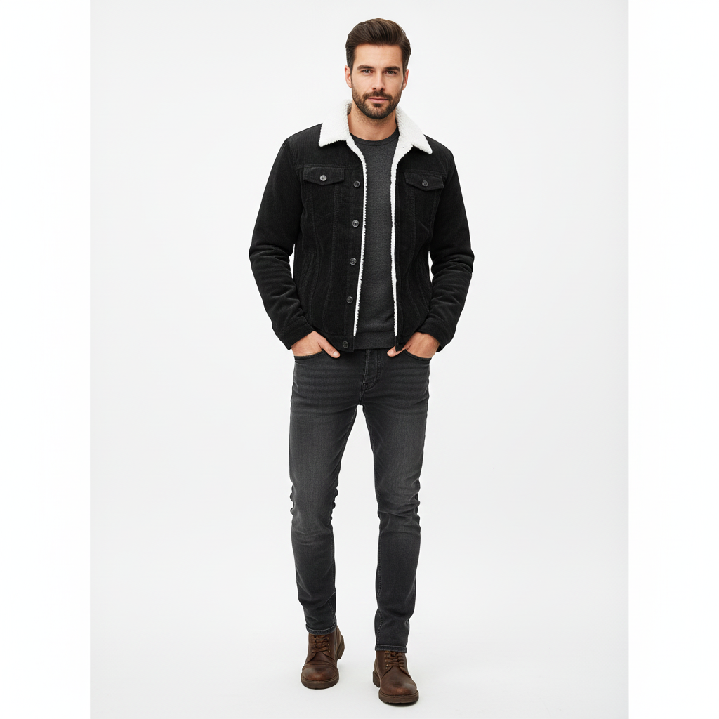 Veste Cuir Homme Hiver avec Doublure Sherpa Élégante - PanierRoyale