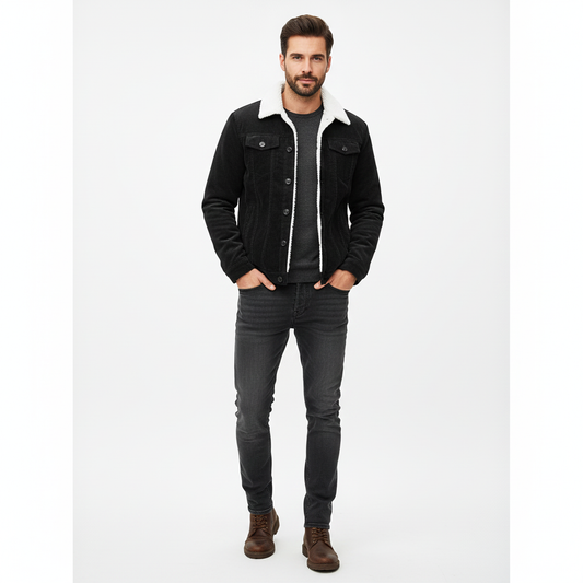Veste Cuir Homme Hiver avec Doublure Sherpa Élégante - PanierRoyale