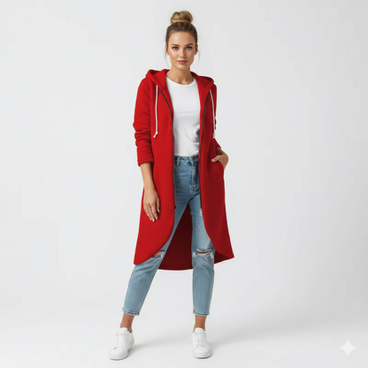 Veste Capuche Longue Femme Décontractée et Zippée - PanierRoyale