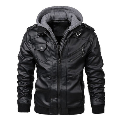 Jacob - Veste en cuir à capuche pour hommes