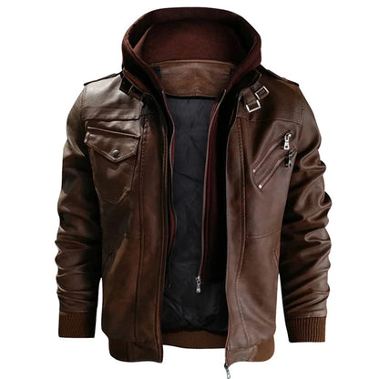 Jacob - Veste en cuir à capuche pour hommes