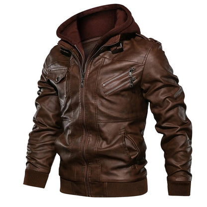 Jacob - Veste en cuir à capuche pour hommes